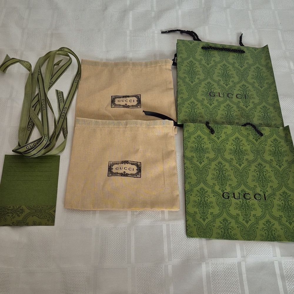 Gucci Green and Tan Gift Bag Collection